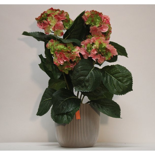 Kunstig hortensia rosa/lime - H: 40 cm