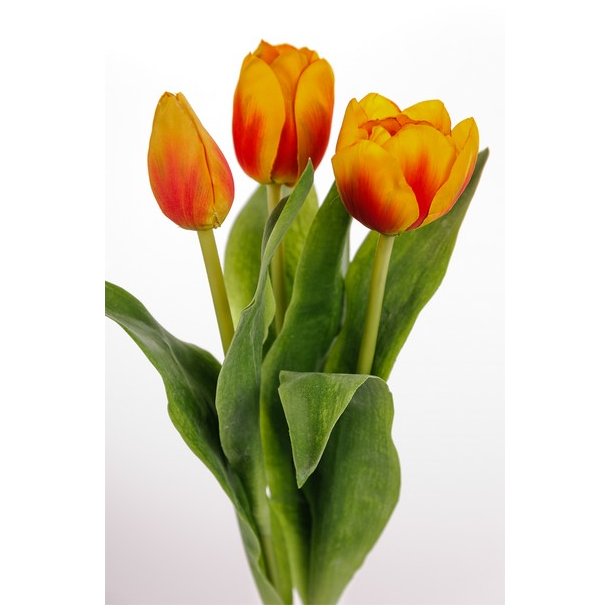 Kunstig tulipan mix orange/gul - L: cm - Kunstige blomster stilke silkeplanter.dk