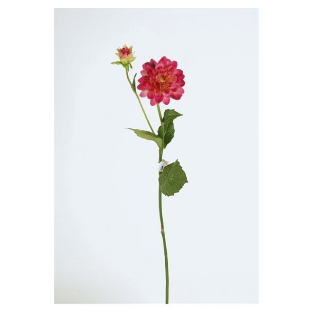  Kunstig lyserd Dahlia stilk - L: 65 cm